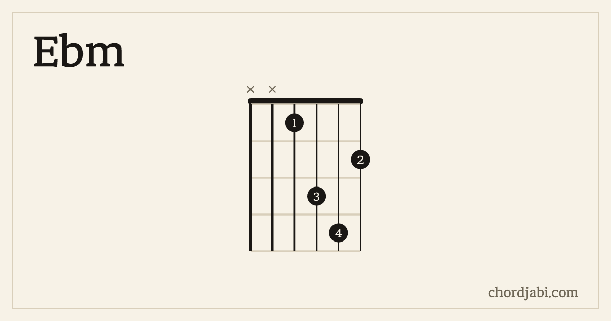 Ebm chord shape XX1342 diagram