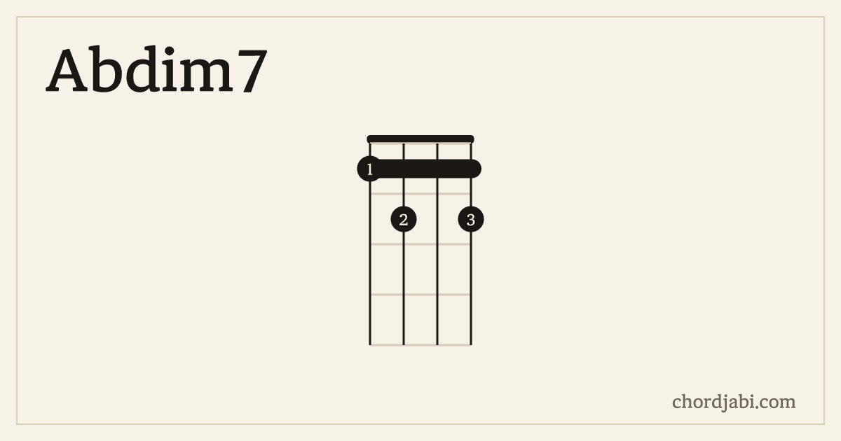 Abdim7 ukulele chord shape 1212 diagram