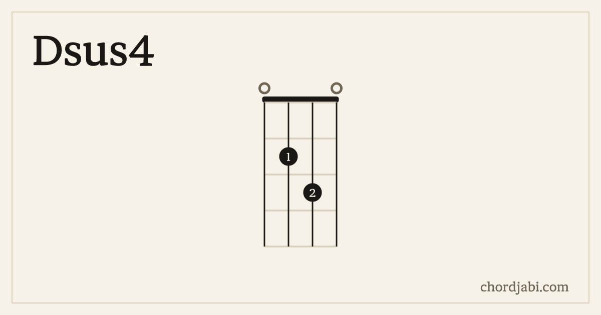 Dsus4 ukulele chord shape 0230 diagram